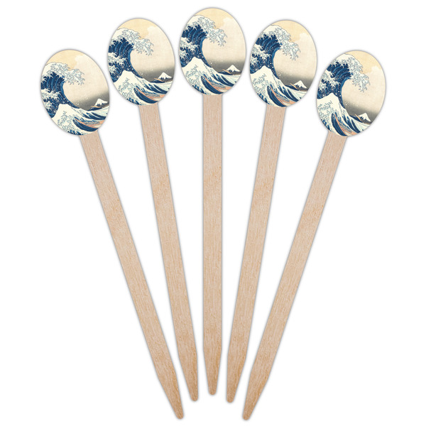Great Wave off Kanagawa Wooden Food Pick - Oval - Fan View