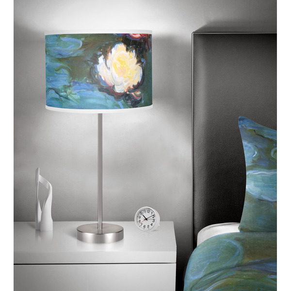 Water Lilies #2 13 inch drum lamp shade - in room