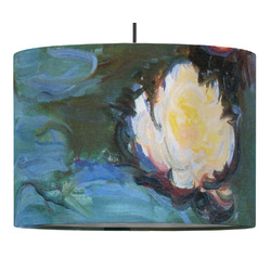 Water Lilies #2 16" Drum Pendant Lamp - Fabric