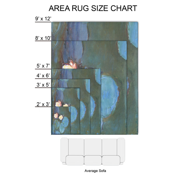 Water Lilies #2 2'x3' Indoor Area Rugs - Size Chart