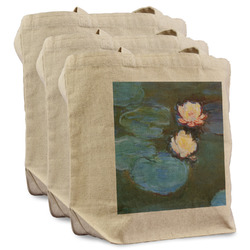 Water Lilies #2 Reusable Cotton Grocery Bags - Set of 3