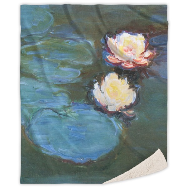 Custom Water Lilies #2 Sherpa Throw Blanket - 50"x60"