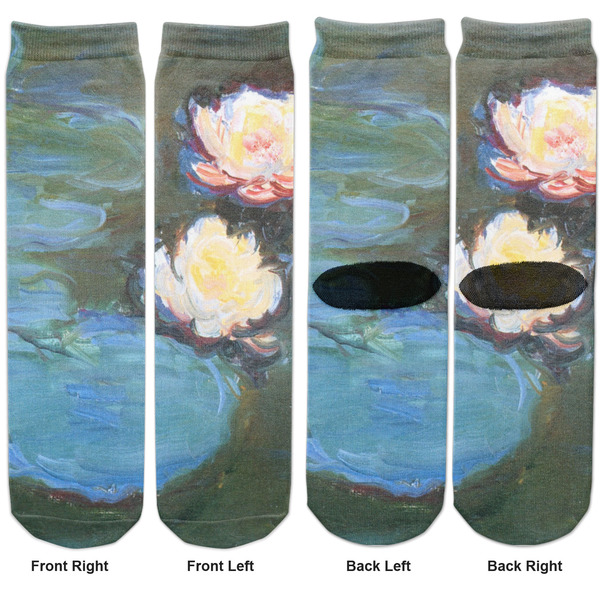 Water Lilies #2 Adult Crew Socks - Double Pair - Front and Back - Apvl