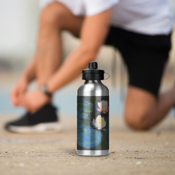 Water Lilies #2 Aluminum Water Bottle - Silver LIFESTYLE