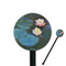 Water Lilies #2 5.5" Round Plastic Stir Sticks - Black - Single Sided
