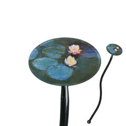 Water Lilies #2 7" Oval Plastic Stir Sticks - Black - Single Sided