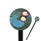 Water Lilies #2 Black Plastic 7" Stir Stick - Round - Closeup