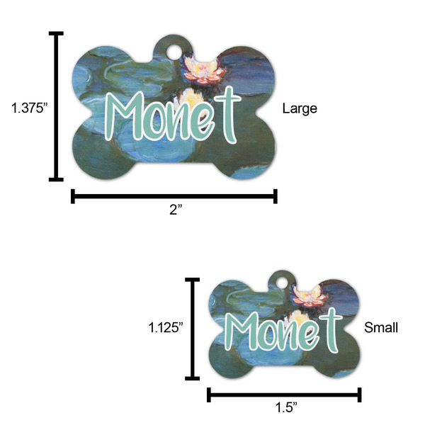 Water Lilies #2 Bone Shaped Dog ID Tag - Large - Scale