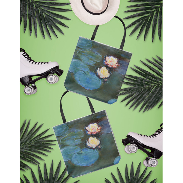 Water Lilies #2 Canvas Tote Lifestyle Front and Back- 13x13