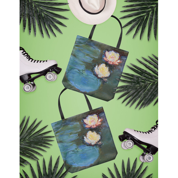 Water Lilies #2 Canvas Tote Lifestyle Front and Back