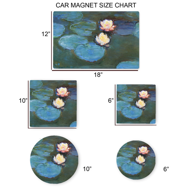 Water Lilies #2 Car Magnets - SIZE CHART