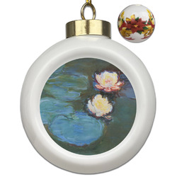 Water Lilies #2 Ceramic Ball Ornaments - Poinsettia Garland