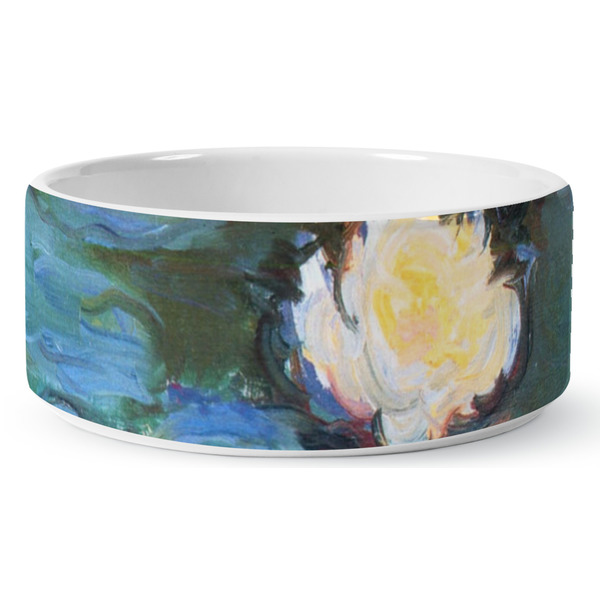 Water Lilies #2 Ceramic Dog Bowl - Medium - Front