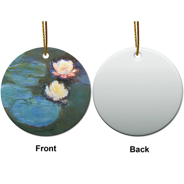 Water Lilies #2 Ceramic Flat Ornament - Circle Front & Back (APPROVAL)
