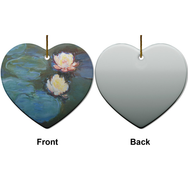 Water Lilies #2 Ceramic Flat Ornament - Heart Front & Back (APPROVAL)