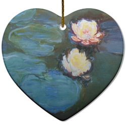Water Lilies #2 Heart Ceramic Ornament