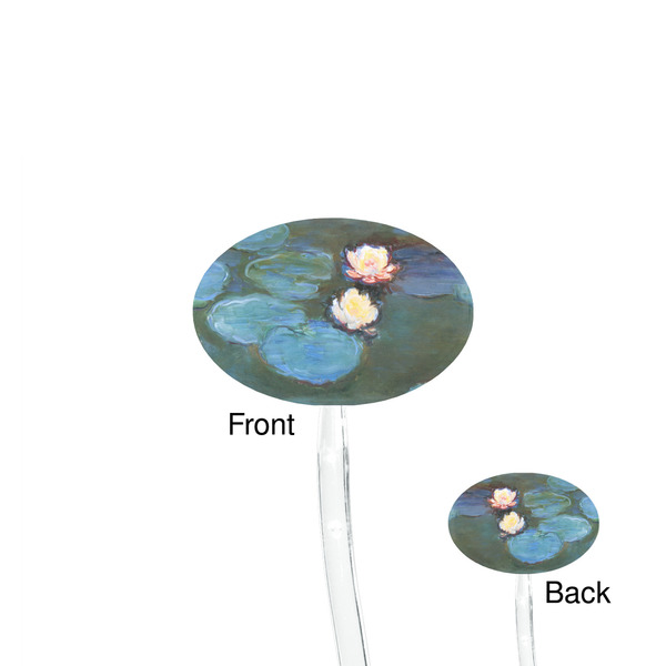 Water Lilies #2 Clear Plastic 7" Stir Stick - Oval - Front & Back