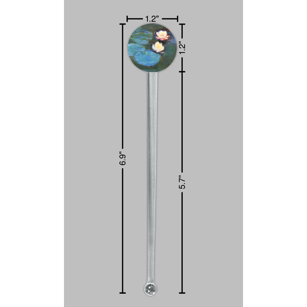 Water Lilies #2 Clear Plastic 7" Stir Stick - Round - Dimensions