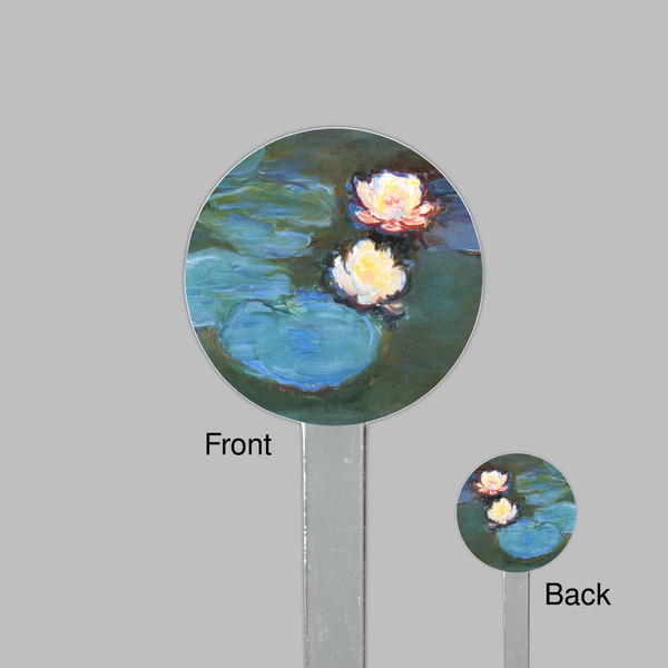 Water Lilies #2 Clear Plastic 7" Stir Stick - Round - Front & Back
