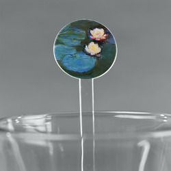 Water Lilies #2 7" Round Plastic Stir Sticks - Clear