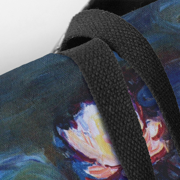 Water Lilies #2 Closeup of Tote w/Black Handles