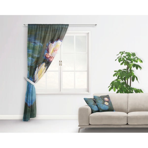 Water Lilies #2 Curtain With Window and Rod - in Room Matching Pillow