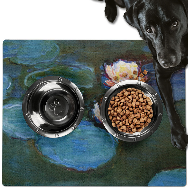 Custom Water Lilies #2 Dog Food Mat - Large