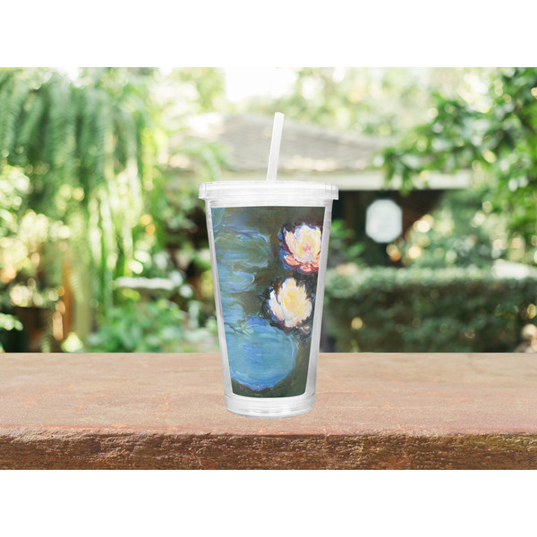 Water Lilies #2 Double Wall Tumbler with Straw Lifestyle