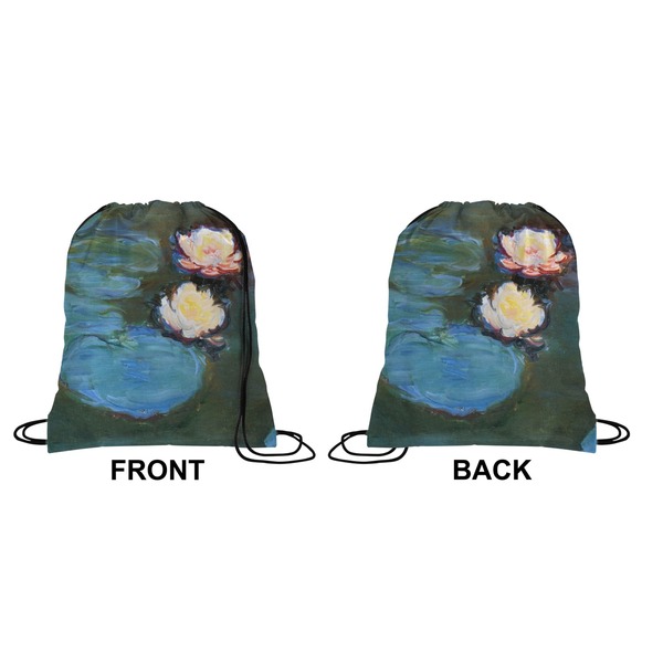 Water Lilies #2 Drawstring Backpack Front & Back Medium