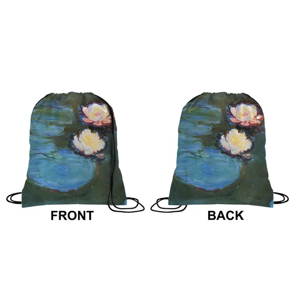 Water Lilies #2 Drawstring Backpack Front & Back Small