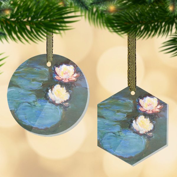 Custom Water Lilies #2 Flat Glass Ornament
