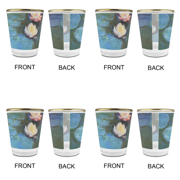 Water Lilies #2 Glass Shot Glass - with gold rim - Set of 4 - APPROVAL