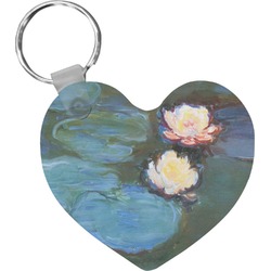 Water Lilies #2 Heart Plastic Keychain