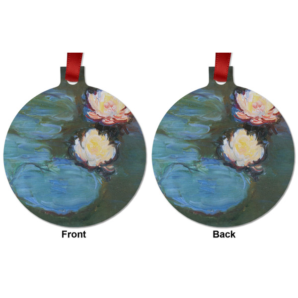 Water Lilies #2 Metal Ball Ornament - Front and Back
