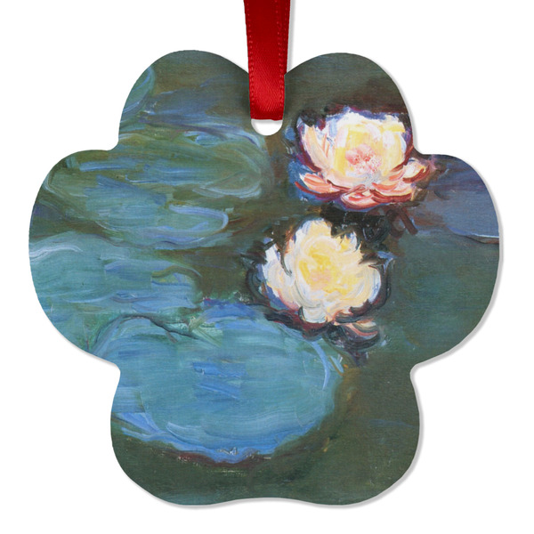 Custom Water Lilies #2 Metal Paw Ornament - Double Sided