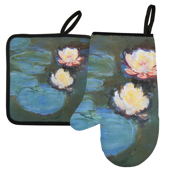 Custom Water Lilies #2 Left Oven Mitt & Pot Holder Set