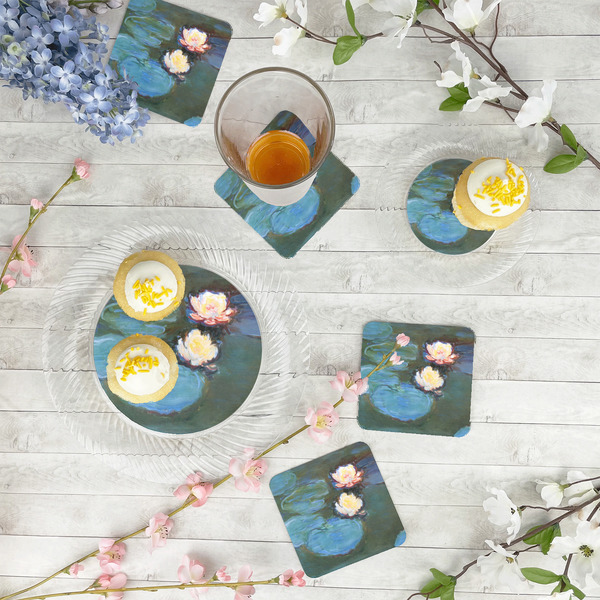 Water Lilies #2 Paper Coasters - In Context