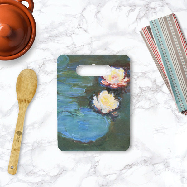 Water Lilies #2 Rectangle Trivet with Handle - LIFESTYLE