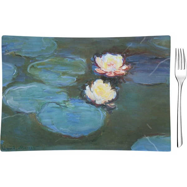 Custom Water Lilies #2 Rectangular Glass Appetizer / Dessert Plate - Single or Set