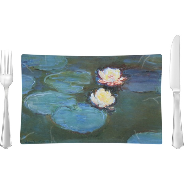 Custom Water Lilies #2 Glass Rectangular Lunch / Dinner Plate