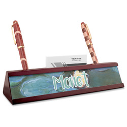 Water Lilies #2 Red Mahogany Nameplate with Business Card Holder