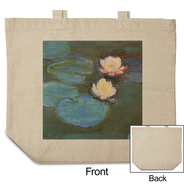 Water Lilies #2 Reusable Cotton Grocery Bag - Front & Back View