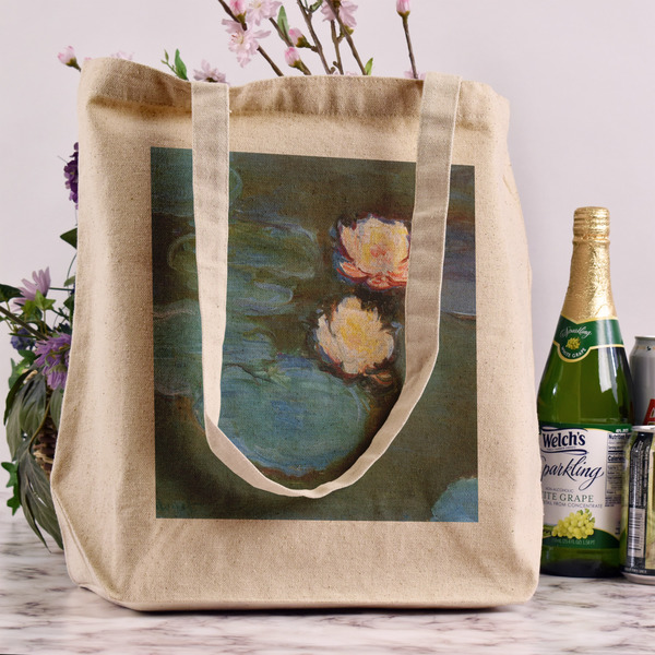 Water Lilies #2 Reusable Cotton Grocery Bag - In Context