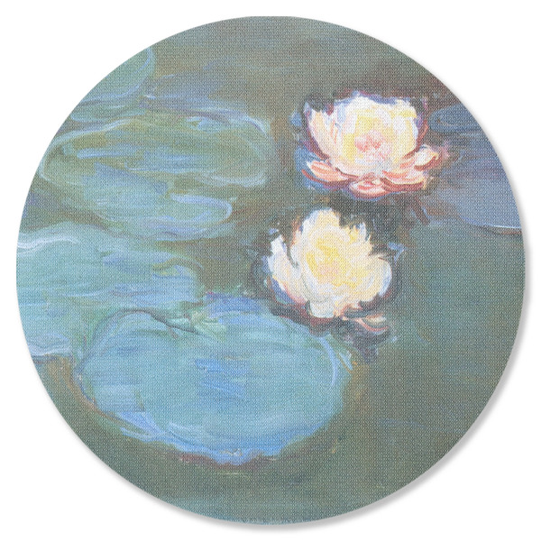 Custom Water Lilies #2 Round Rubber Backed Coaster
