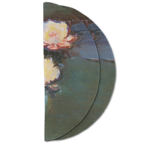 Water Lilies #2 Round Linen Placemats - HALF FOLDED (double sided)