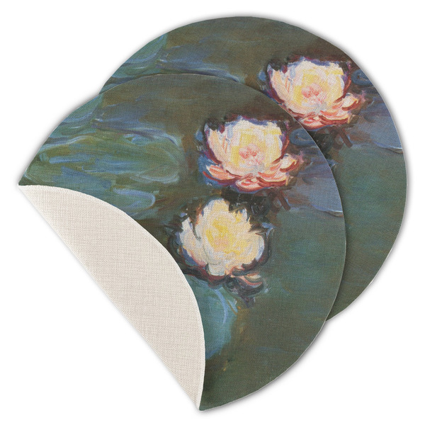 Custom Water Lilies #2 Round Linen Placemat - Single Sided - Set of 4