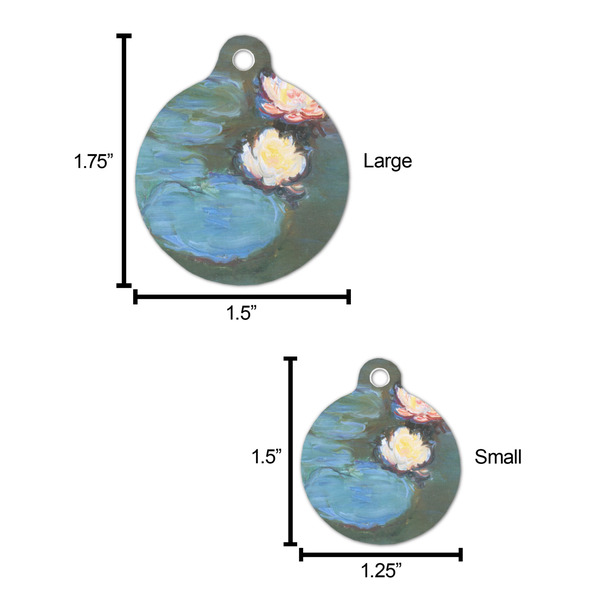 Water Lilies #2 Round Pet ID Tag - Large - Comparison Scale