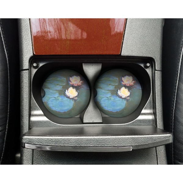 Water Lilies #2 Sandstone Car Coaster - In Cup Holder