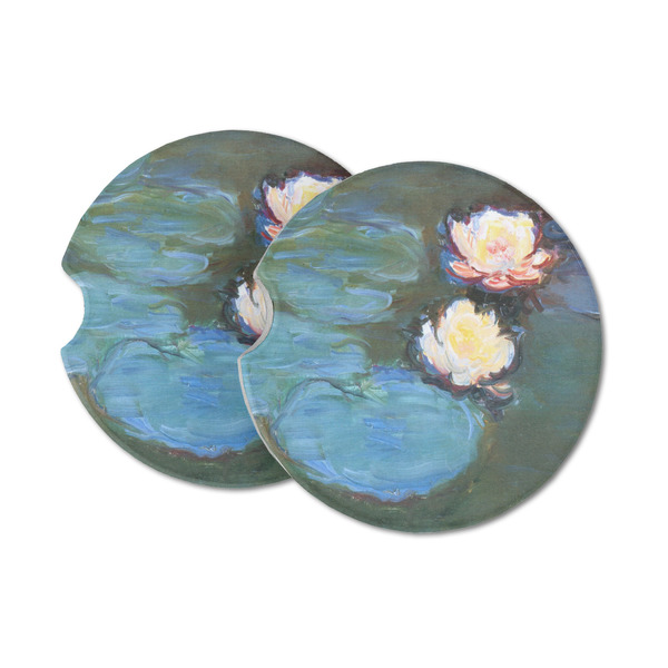Custom Water Lilies #2 Sandstone Car Coasters - Set of 2