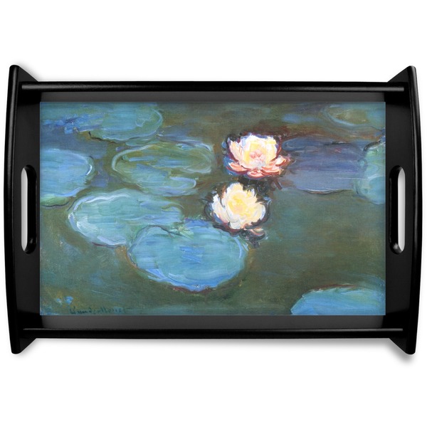 Custom Water Lilies #2 Black Wooden Tray - Small